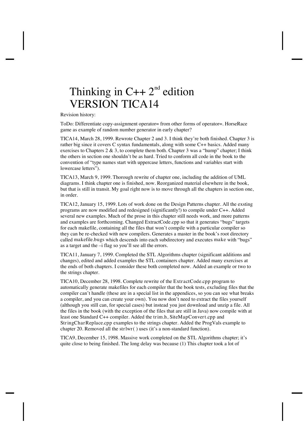 Thinking in C++ 2nd ed (Beta) Version TICA14