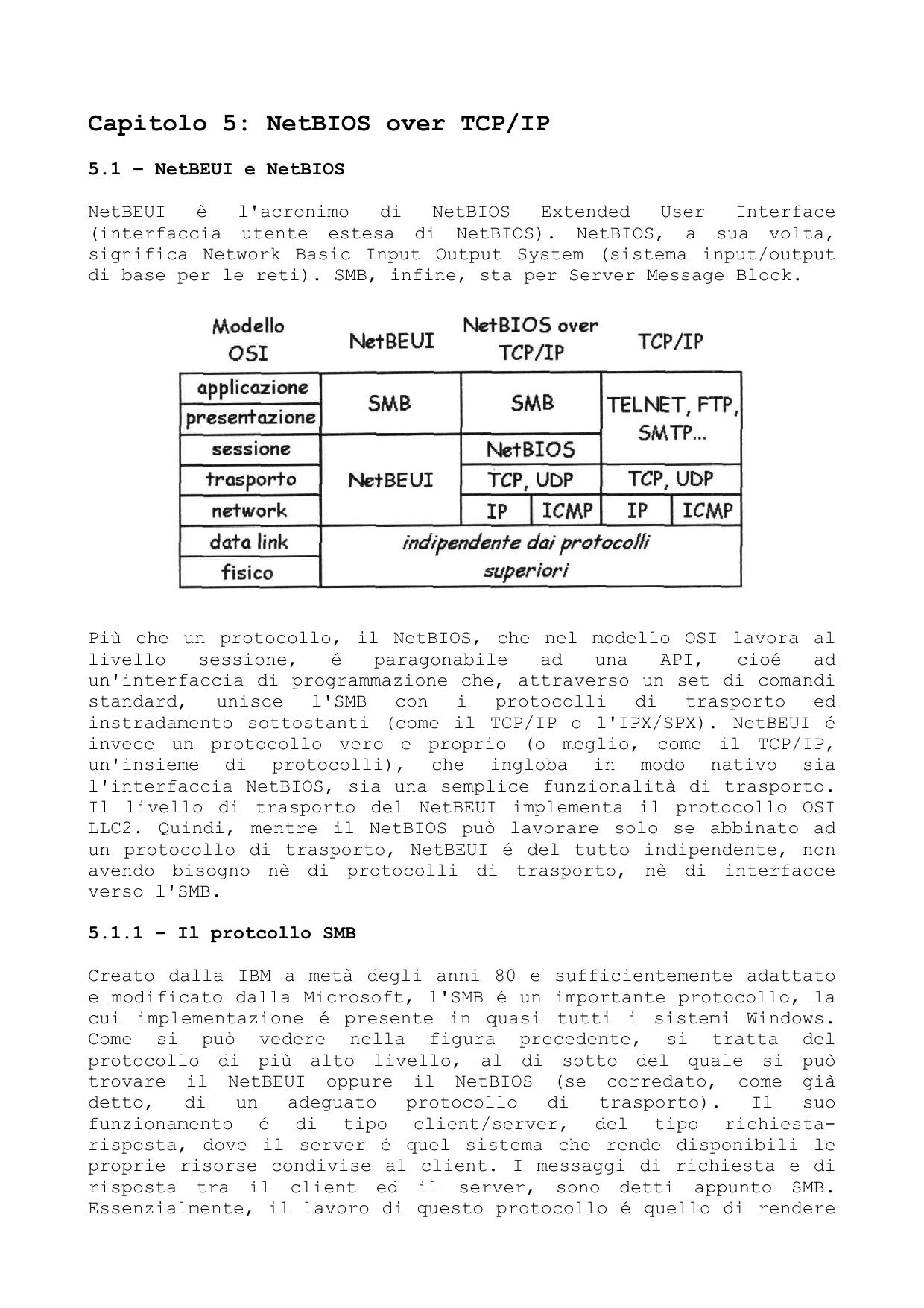Capitolo 5: NetBIOS over TCP/IP