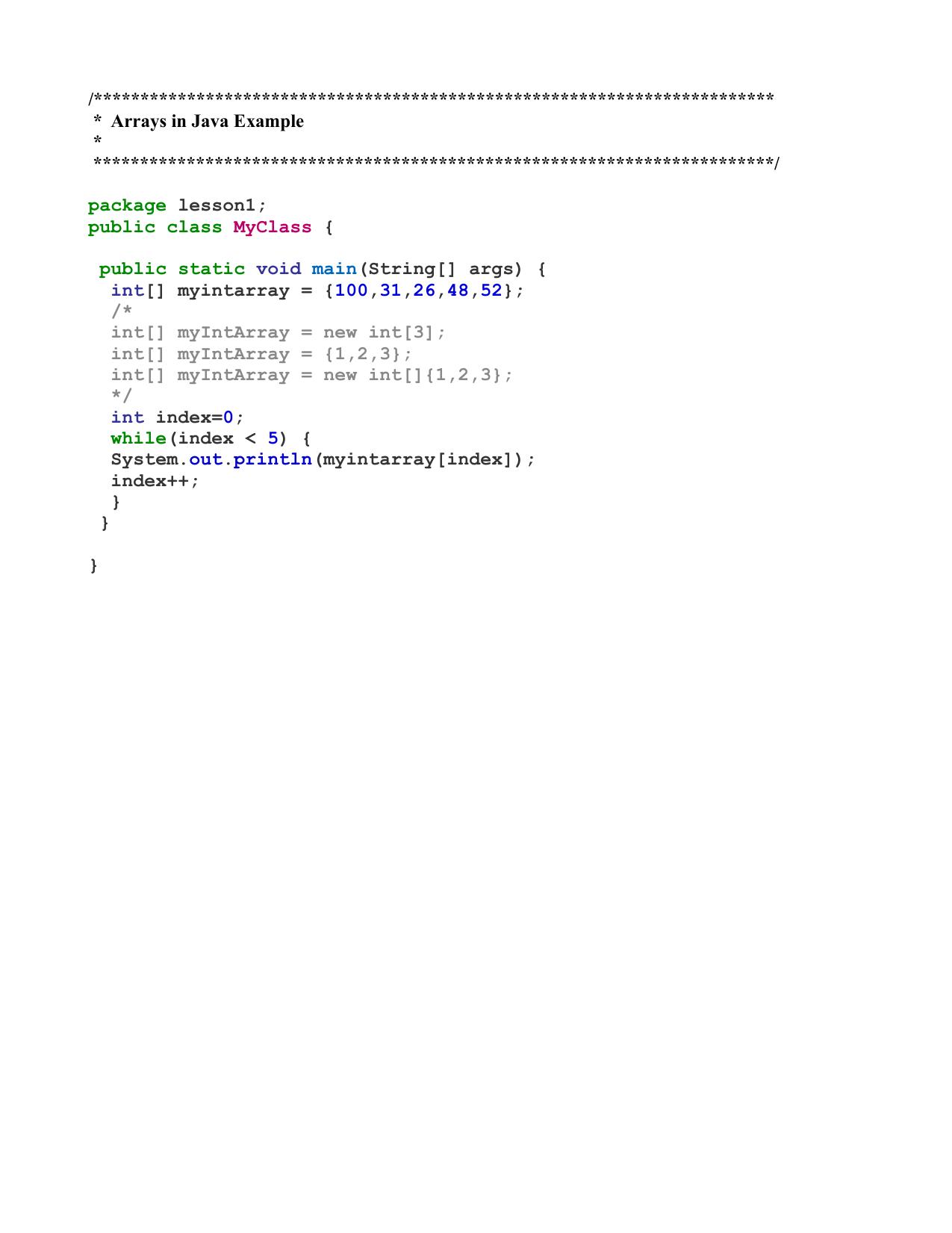 010 Arrays in Java Example
