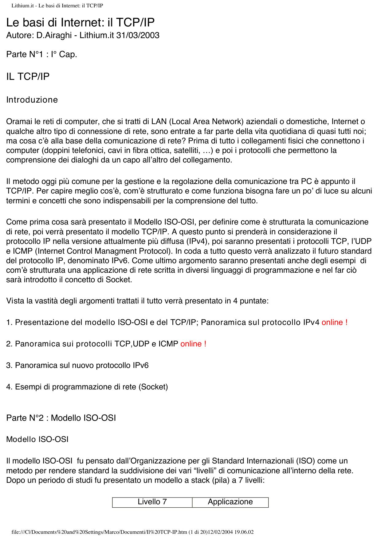 Lithium.it - Le basi di Internet: il TCP/IP