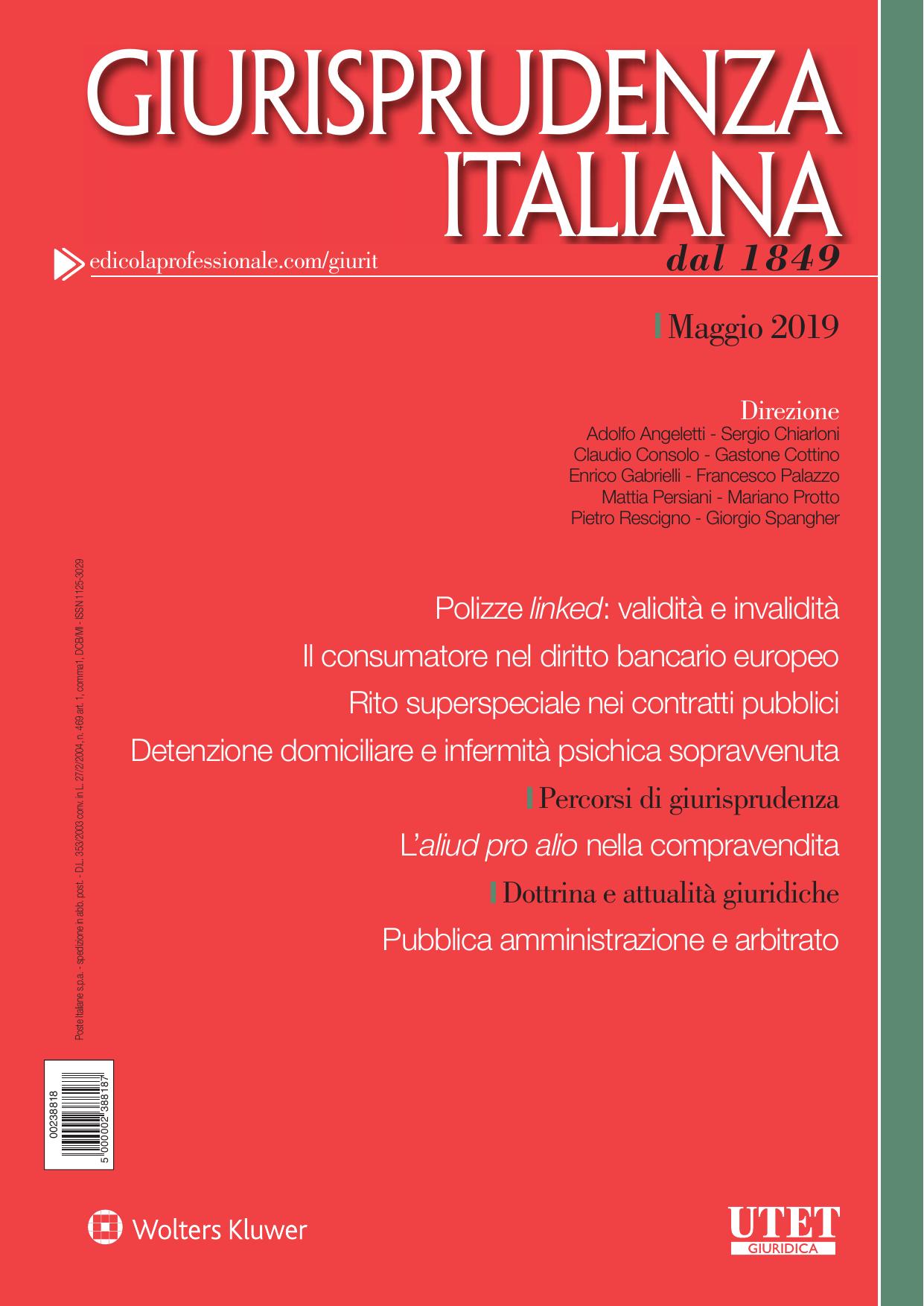 Giurisprudenza Italiana Maggio 2019