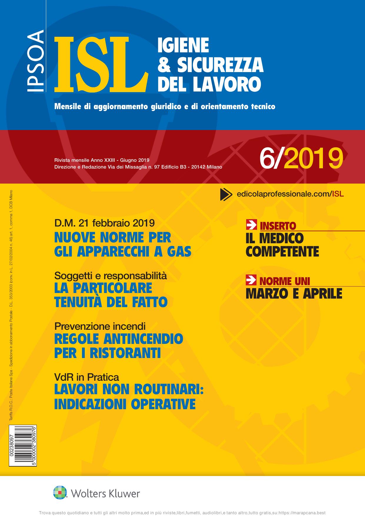 Igiene e Sicurezza del Lavoro Giugno 2019