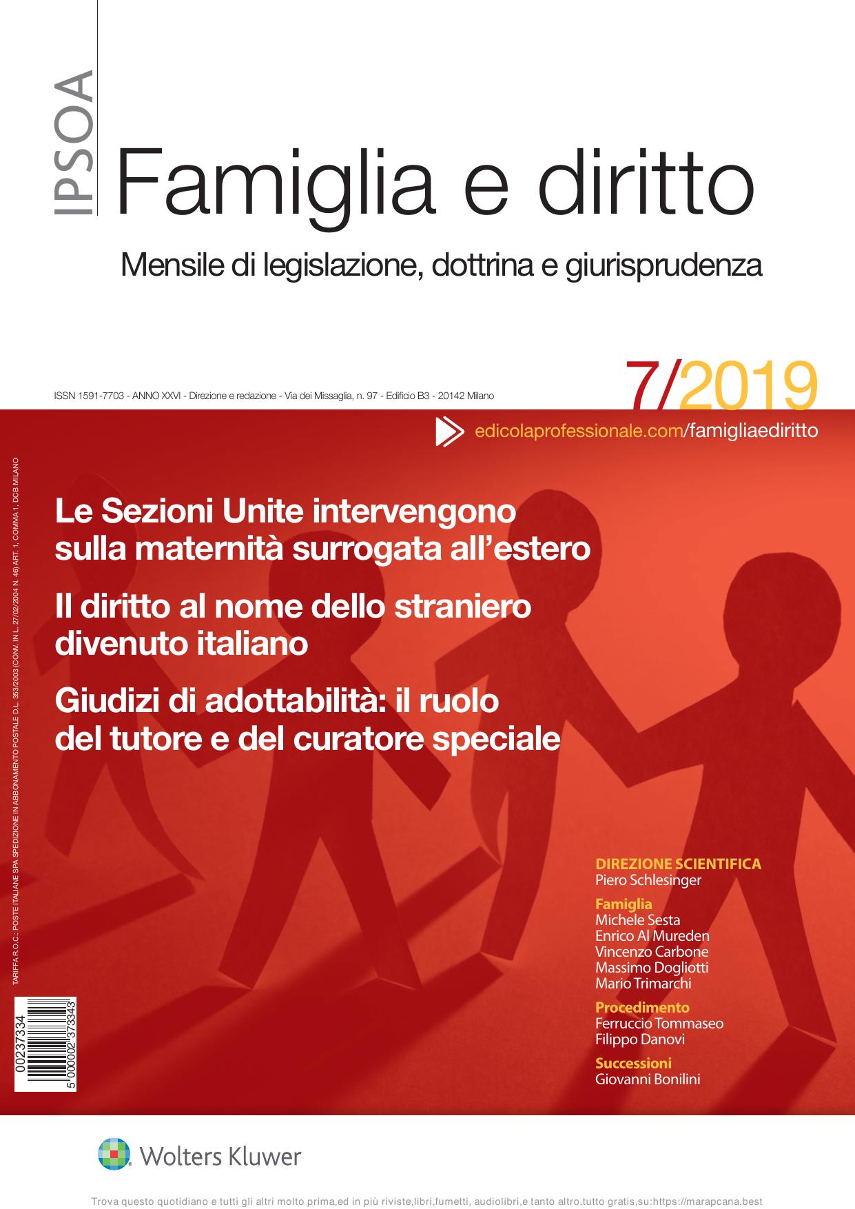 Famiglia e Diritto Luglio 2019
