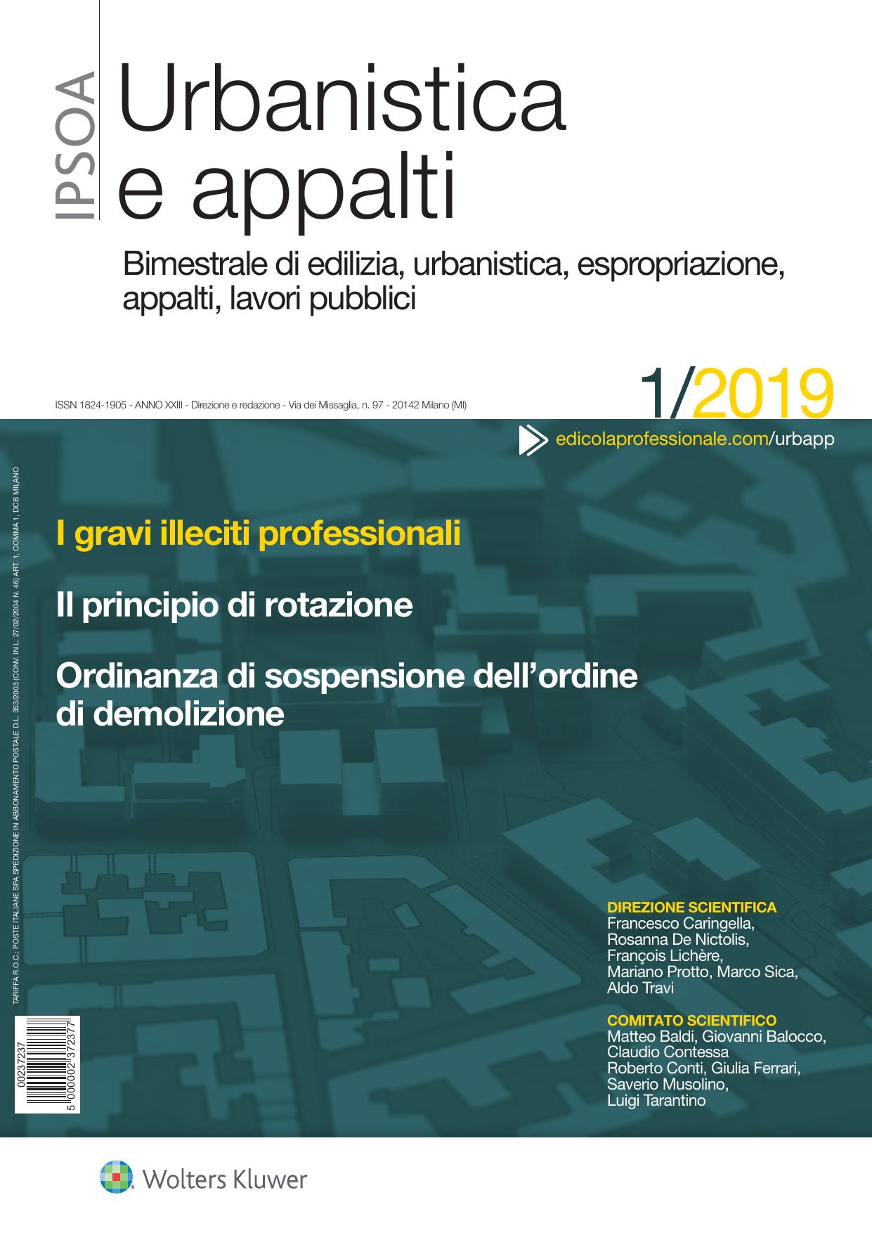 Urbanistica e appalti Gennaio 2019