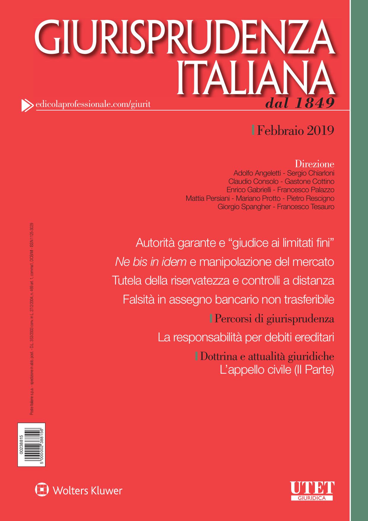 Giurisprudenza Italiana Febbraio 2019