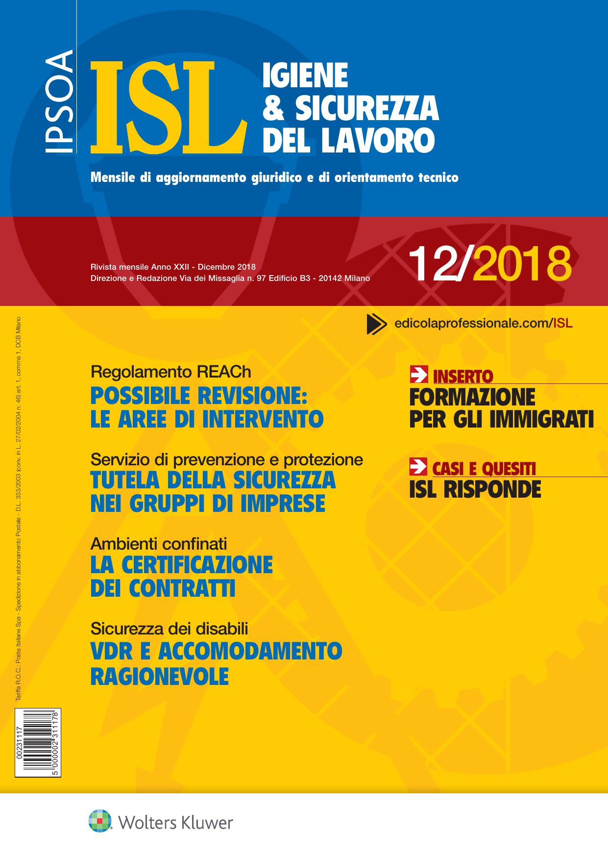 Igiene & Sicurezza del Lavoro Dicembre 2018
