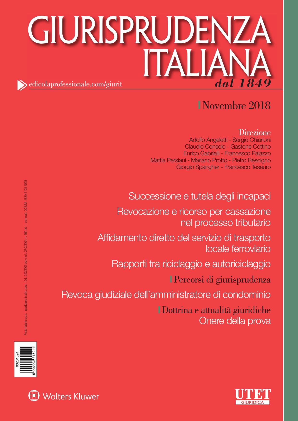 Giurisprudenza Italiana Novembre 2018