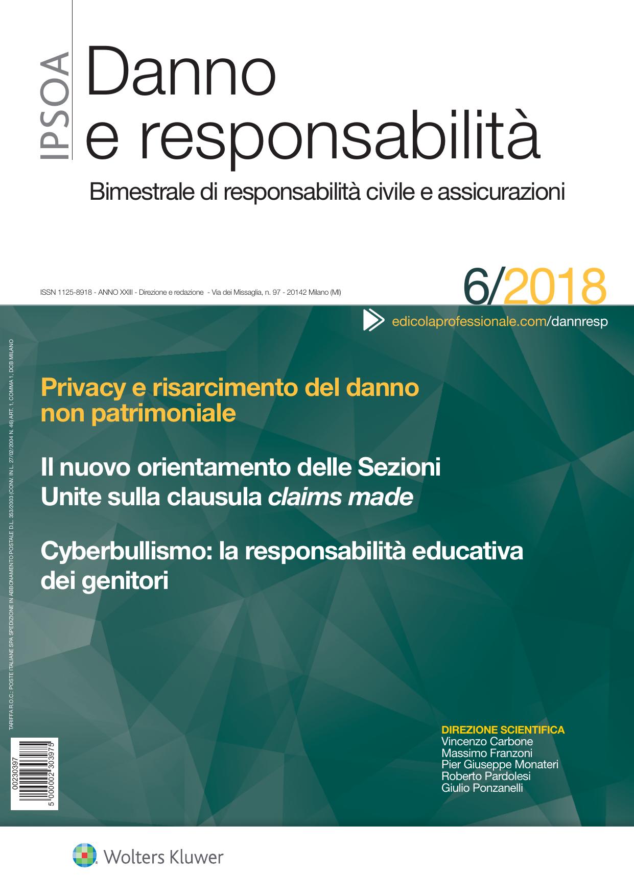 Danno e Responsabilità Dicembre 2018