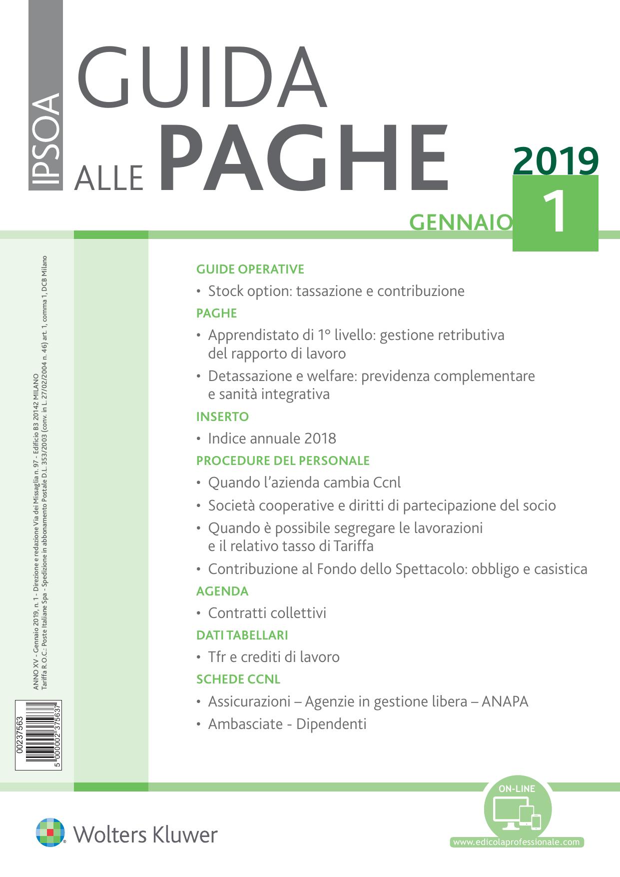 Guida alle paghe Gennaio 2019