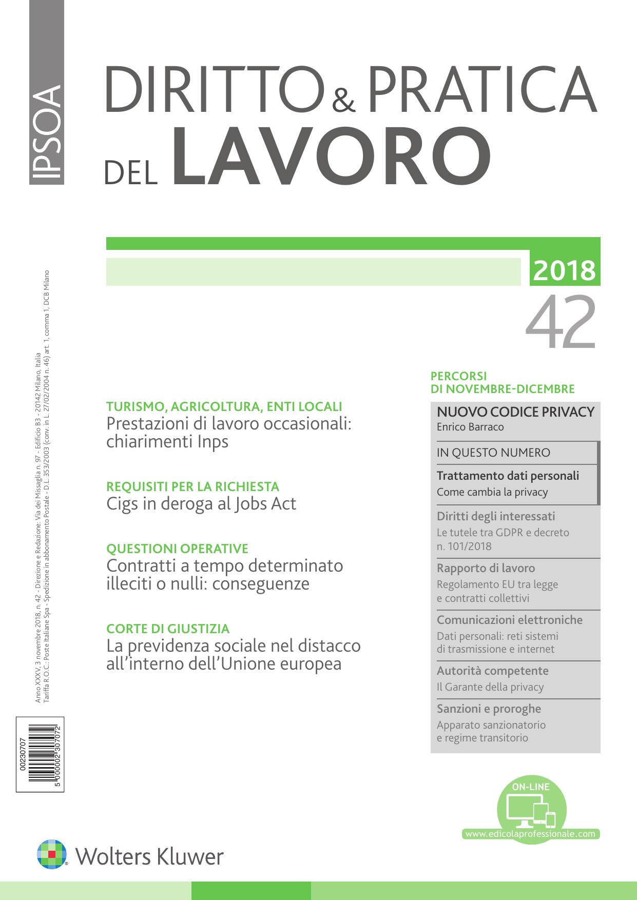 Diritto & Pratica del Lavoro N42 3 Novembr