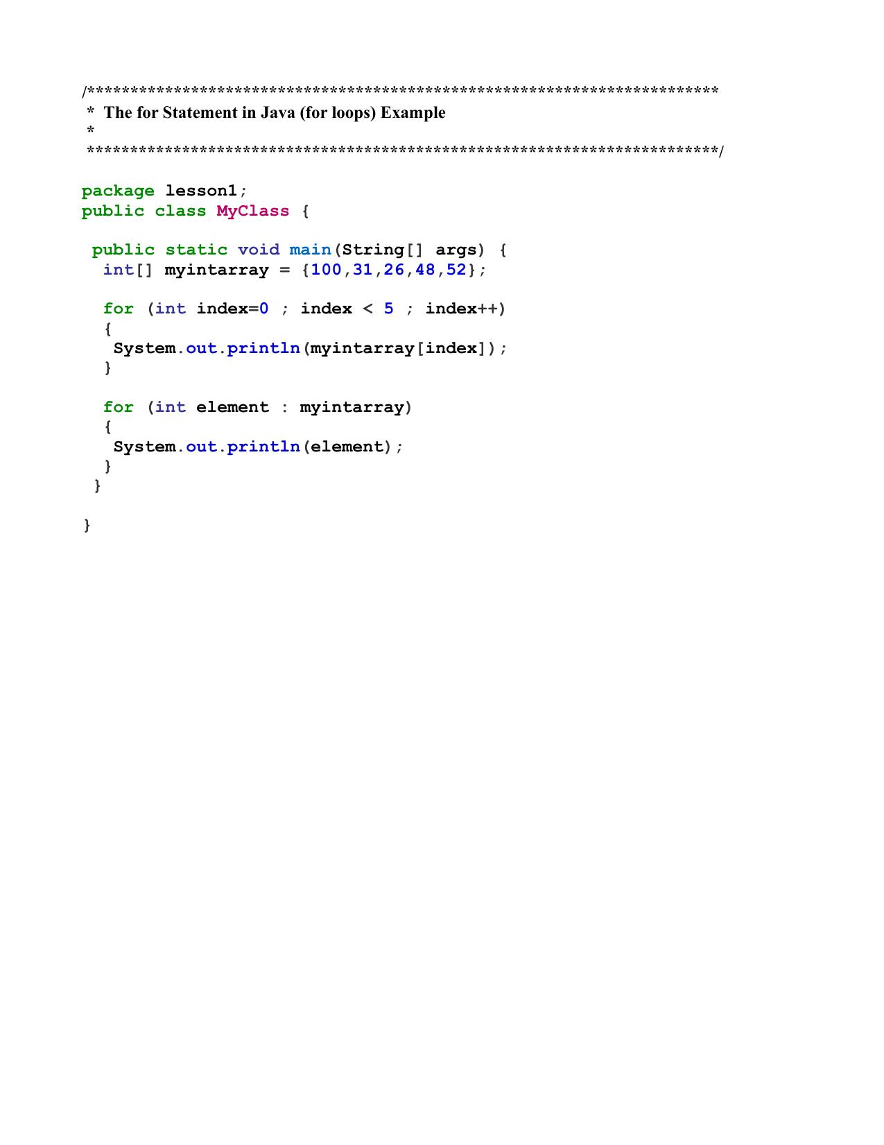 011 The for Statement in Java for loops Ex