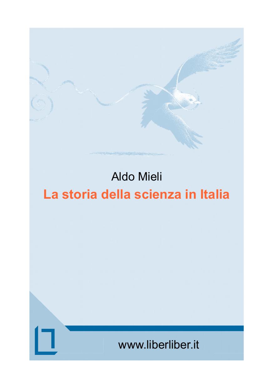 La storia della scienza in Italia, di Aldo Mieli