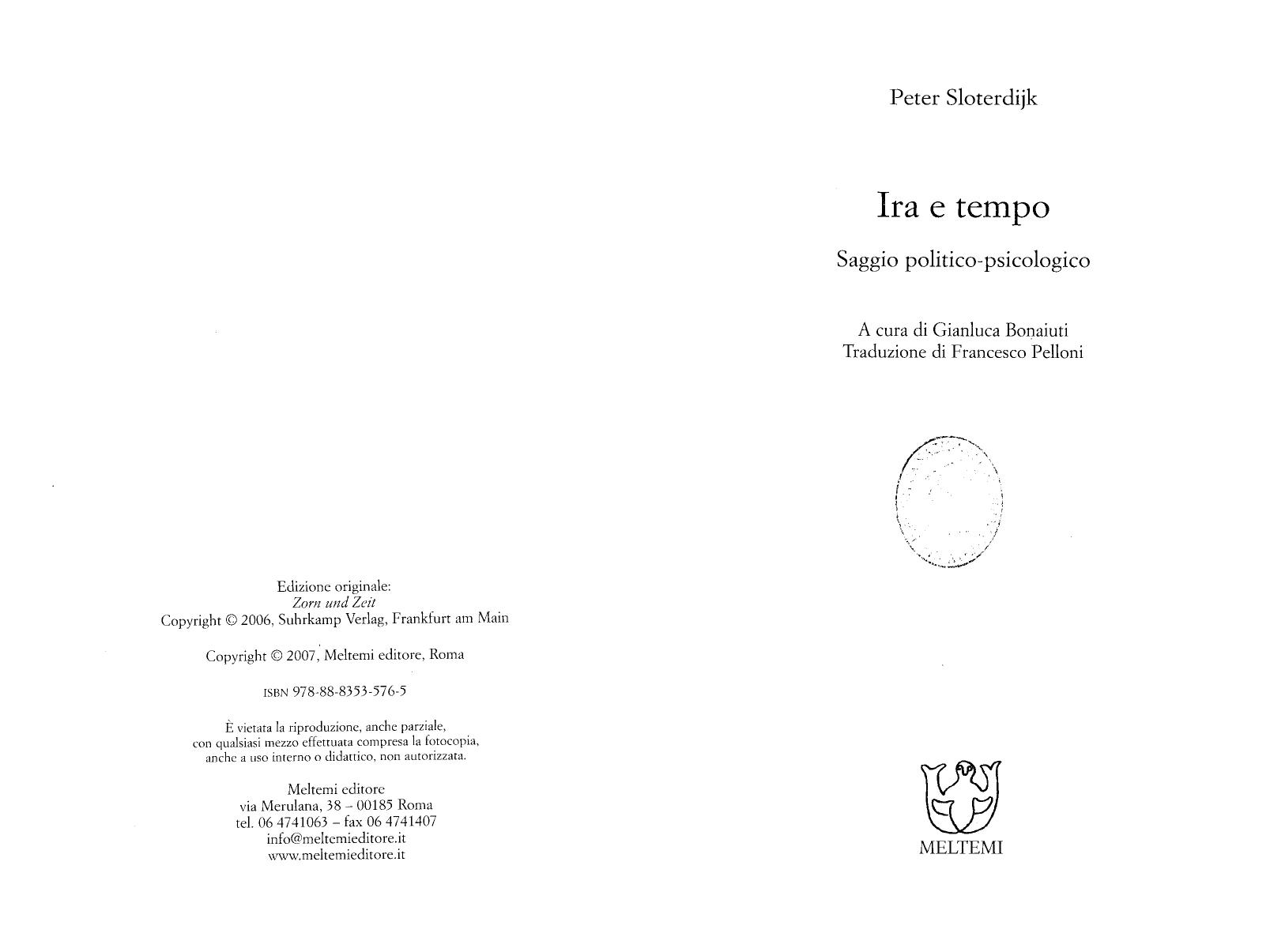 Ira e tempo. Saggio politico-psicologico