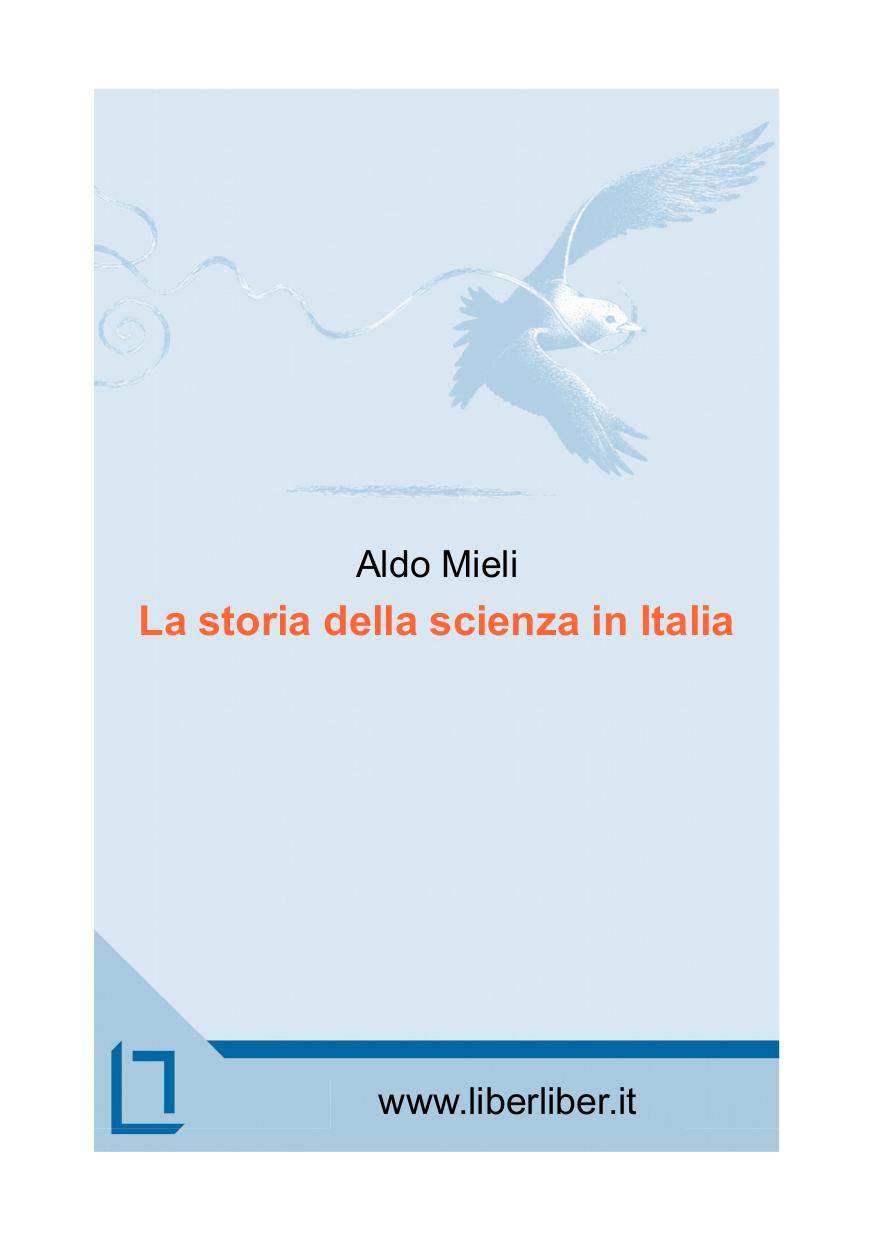 La storia della scienza in Italia, di Aldo Mieli