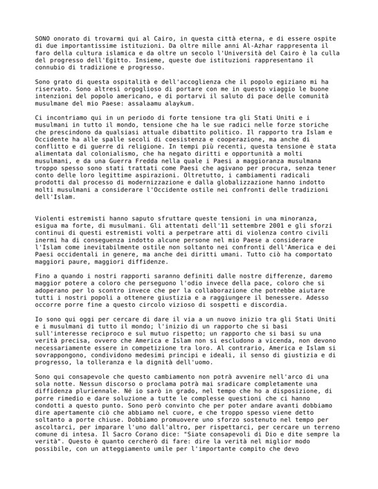 Discorso al Cairo