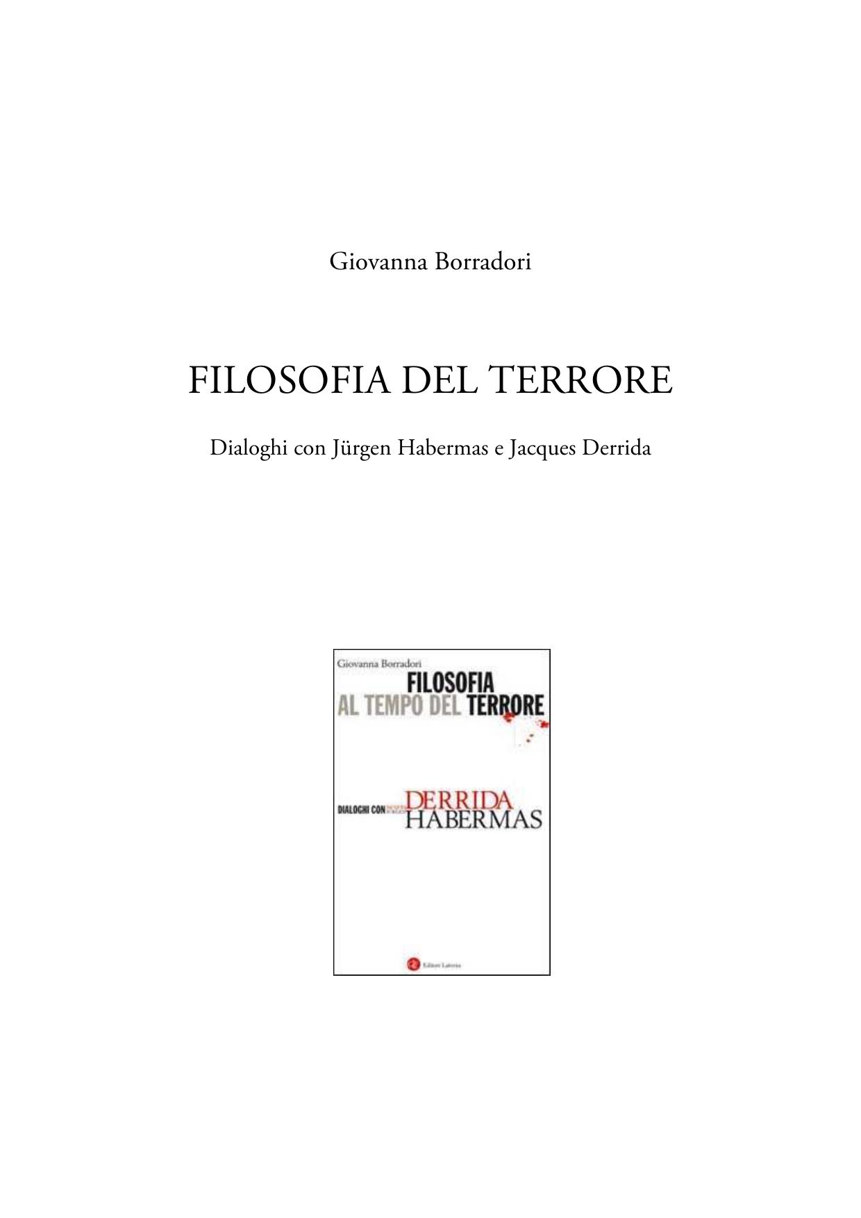 Filosofia del terrore. Dialoghi con Jürgen Habermas e Jacques Derrida